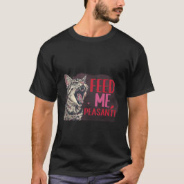 Camiseta Pegatina divertida de gato mandón "Aliméntame, cam