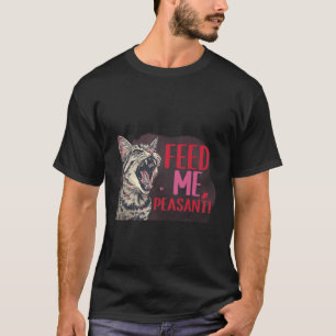 Camiseta Pegatina divertida de gato mandón "Aliméntame, cam