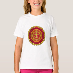 Camiseta Pegatina espiritual hindú Mandala Om dorada