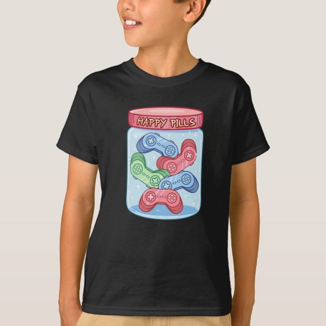 Camiseta Pegatina Gamer Happy Pills (Anverso)