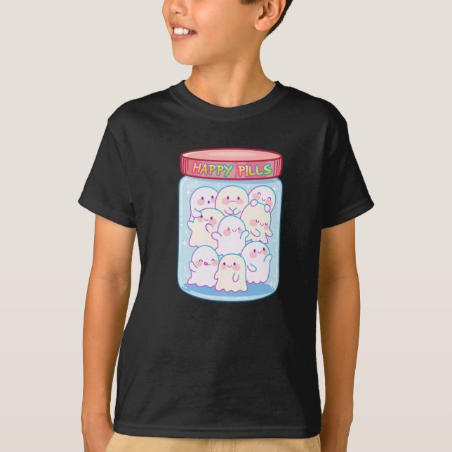 Camiseta Pegatina Ghosts Happy Pills (Anverso)