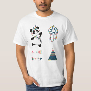 Camiseta Pegatina indio de oso panda Set Teepee