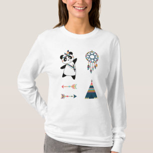 Camiseta Pegatina indio de oso panda Set Teepee