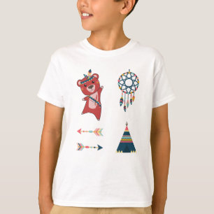 Camiseta Pegatina indio de oso rojo Set Dreamcatcher