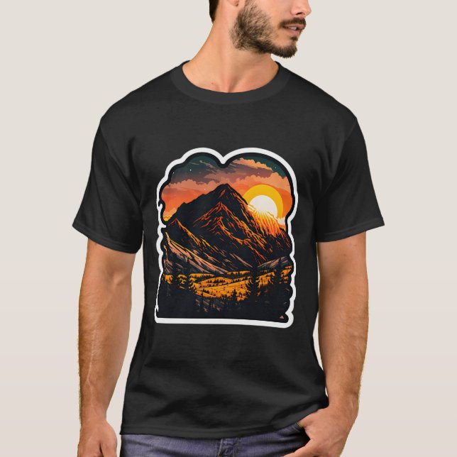 Camiseta Pegatina Montaña Bella Sunset Art (Anverso)