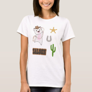 Camiseta Pegatina occidental del oso polar Cowboy