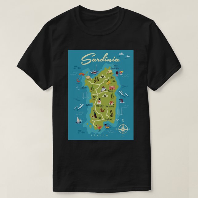 Camiseta Pegatina poster de Cerdeña (Diseño del anverso)