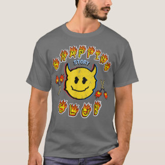 Camiseta Pegatina Retro Devil Face Spooky Campfire Club Fla