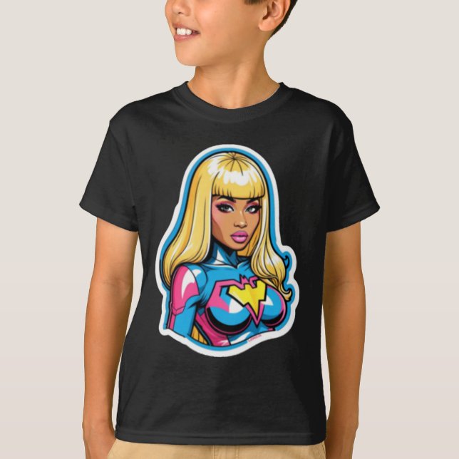 Camiseta Pegatina superhéroe de Nicki Minaj (Anverso)