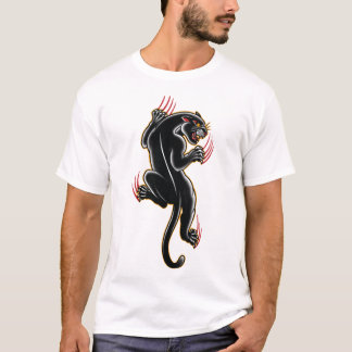 Camiseta Pegatina tradicional de ilustracion de la pantera