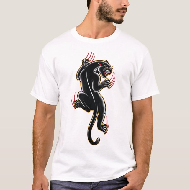 Camiseta Pegatina tradicional de ilustracion de la pantera  (Anverso)