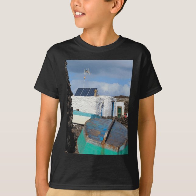 Camiseta Pegatina vertical de cabañas de pesca de la isla d (Anverso)