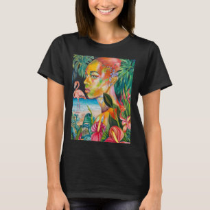 Camiseta Pegatinas de pájaros y flores tropicales - Orange