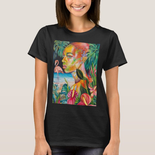 Camiseta Pegatinas de pájaros y flores tropicales - Orange  (Anverso)