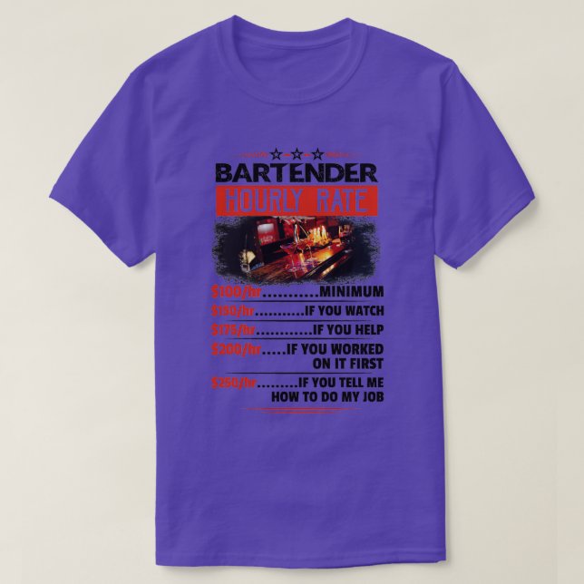 Camiseta Pegatinas de tarifas horarias de Bartender (Diseño del anverso)