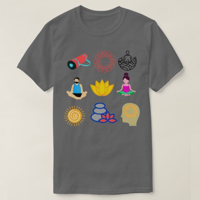 Camiseta Pegatinas de yoga de meditación (Diseño del anverso)