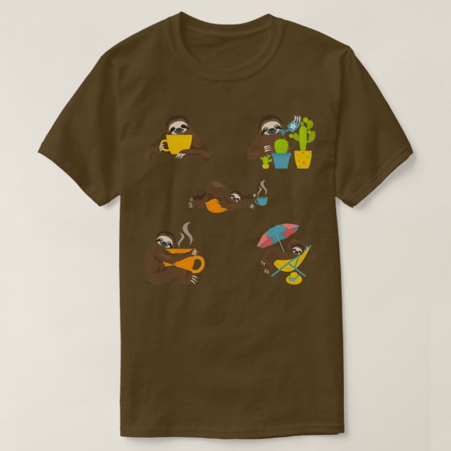 Camiseta pegatinas perezosos lindos paquetes lindos de pega (Diseño del anverso)