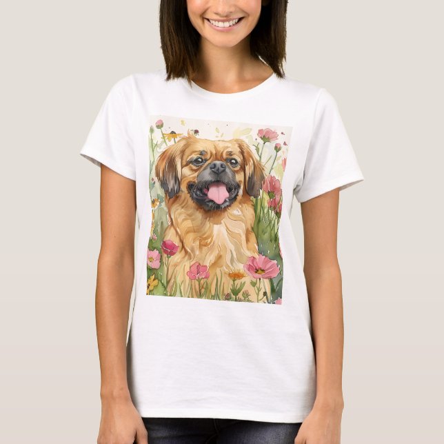 Camiseta Pekinés Mom Tee – Acuarela (Anverso)