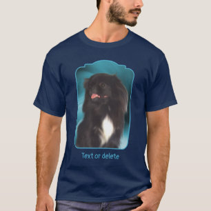 Camiseta Pekinés negro remolinos azules arte de perro
