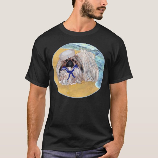 Camiseta Pekingese con trajes de marinero (Anverso)