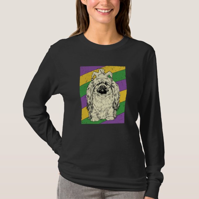 Camiseta Pekingese Jester Mardi Gras Dog Mom or Dad (Anverso)