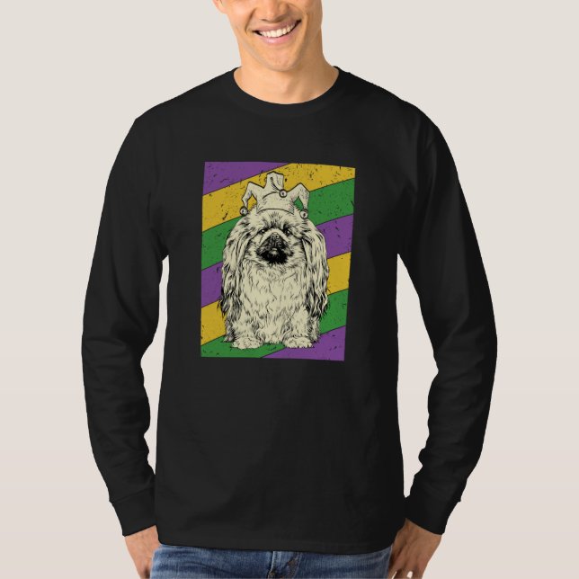 Camiseta Pekingese Jester Mardi Gras Dog Mom or Dad (Anverso)