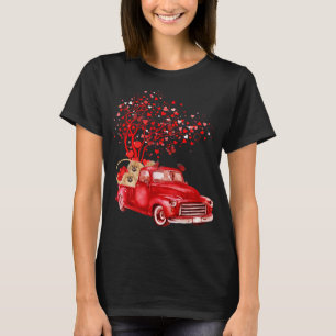 Camiseta Pekingese Montando Camión Rojo Valentine Mariposa