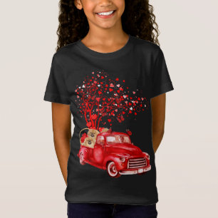 Camiseta Pekingese Montando Camión Rojo Valentine Mariposa 