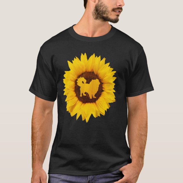 Camiseta Pekingese Para Hombres Pelchie Perro Sunflower Lov (Anverso)