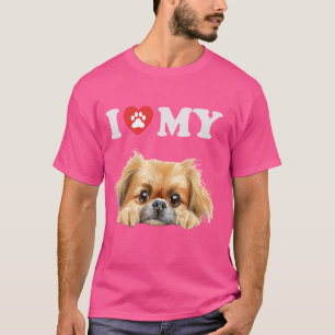 Camiseta Pekingese, yo corazón a mi perro, divertido amante
