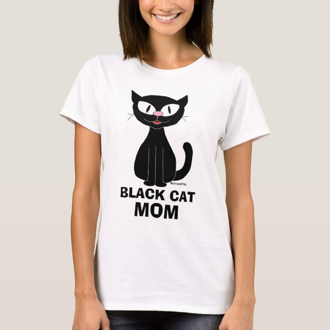 Camiseta pelada de la MOM CAT NEGRA (Anverso)