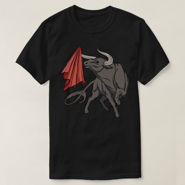 Camiseta Pelea de toros con banderas rojas en España (Diseño del anverso)