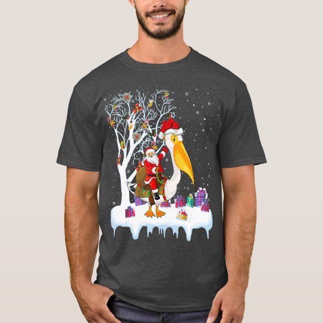 Camiseta Pelican Bird Lover Xmas Gift Santa Riding (Anverso)