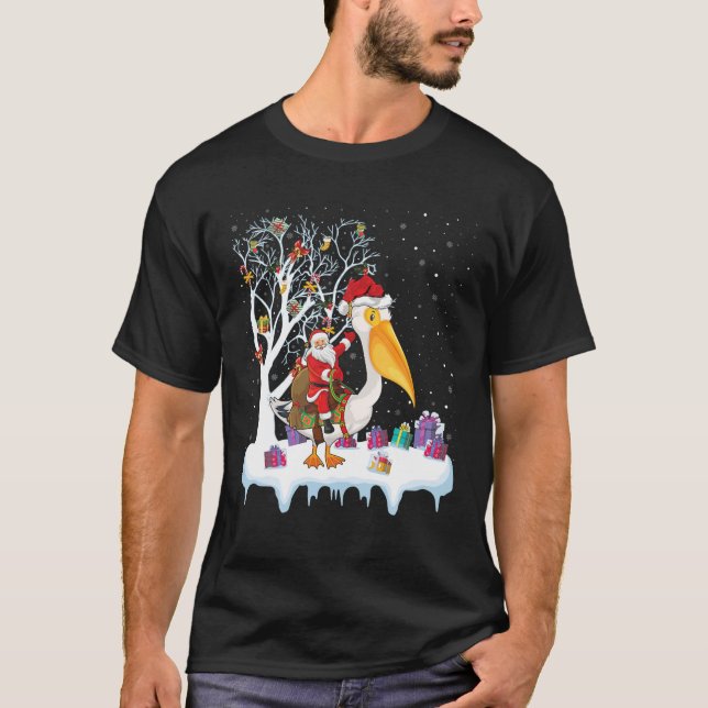 Camiseta Pelican Bird Lover Xmas Gift Santa Riding Pelican (Anverso)