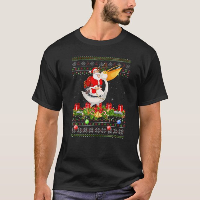 Camiseta Pelican Bird  Ugly Santa Riding Pelican Christmas (Anverso)