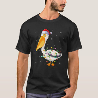 Camiseta Pelican Bird Xmas Iluminando Santa Hat Pelican Chr