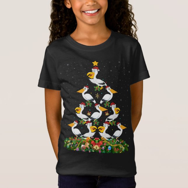 Camiseta Pelican Bird Xmas Tree Gift Santa Hat Pelican Chri (Anverso)