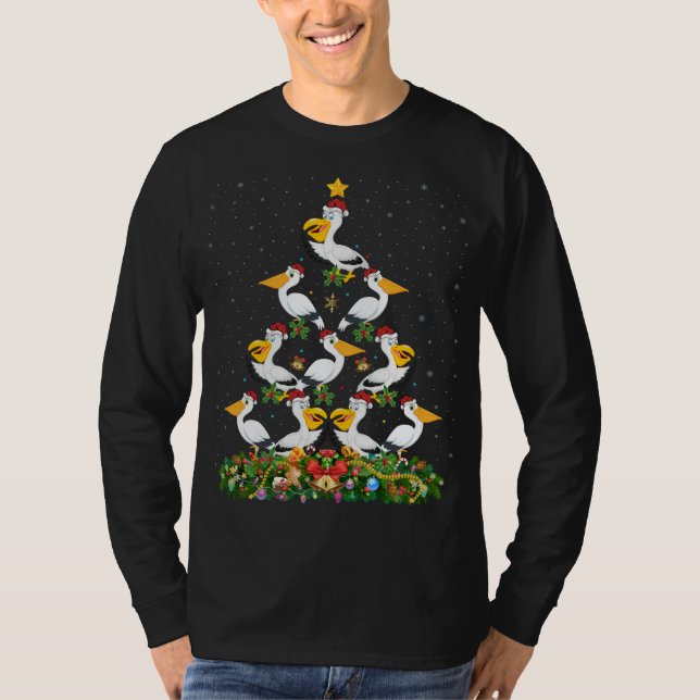 Camiseta Pelican Bird Xmas Tree Gift Santa Hat Pelican Chri (Anverso)