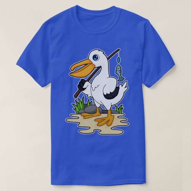 Camiseta Pelican como Fisher con peces de varilla de pesca (Diseño del anverso)