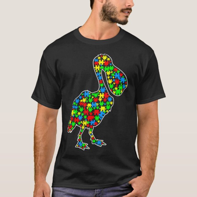 Camiseta Pelican Funny Puzzle Animals Autism Awareness (Anverso)