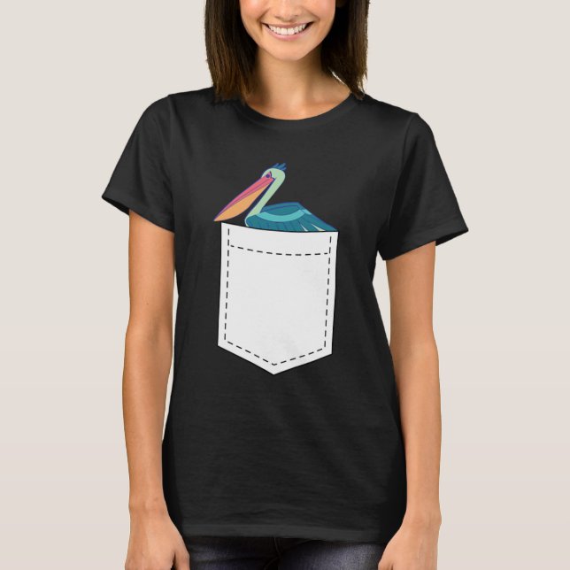 Camiseta Pelican In Pocket Large Water Bird Great White Pel (Anverso)