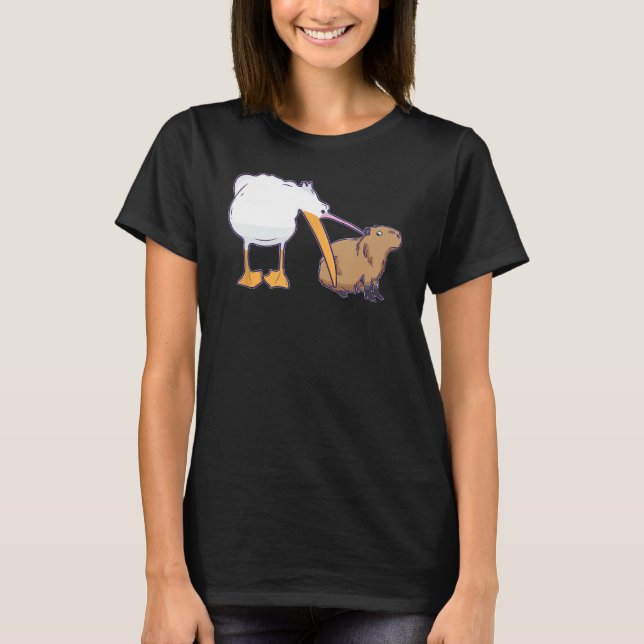 Camiseta Pelican trata de comer un gracioso meme de Capybar (Anverso)