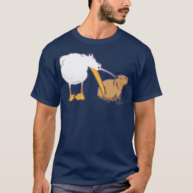 Camiseta Pelican Tries to Eat Capybara Funny Cute Kawaii (Anverso)