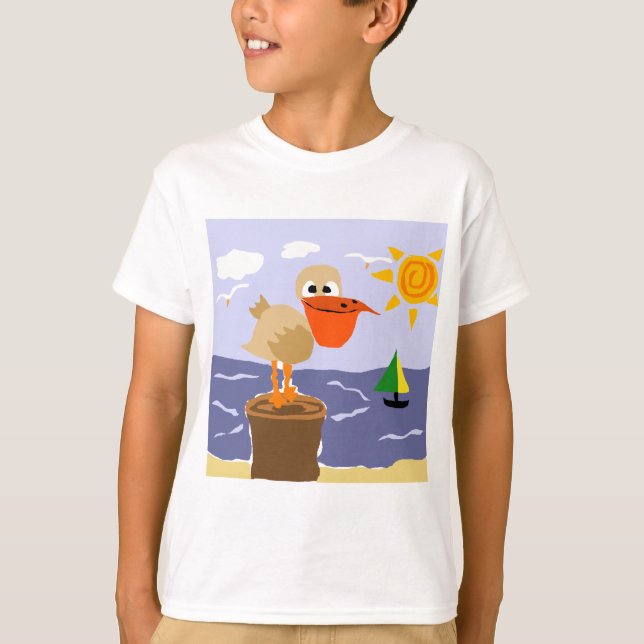 Camiseta Pelícano en el arte de la playa (Anverso)