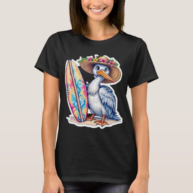 Camiseta pelícano surfeando (Anverso)