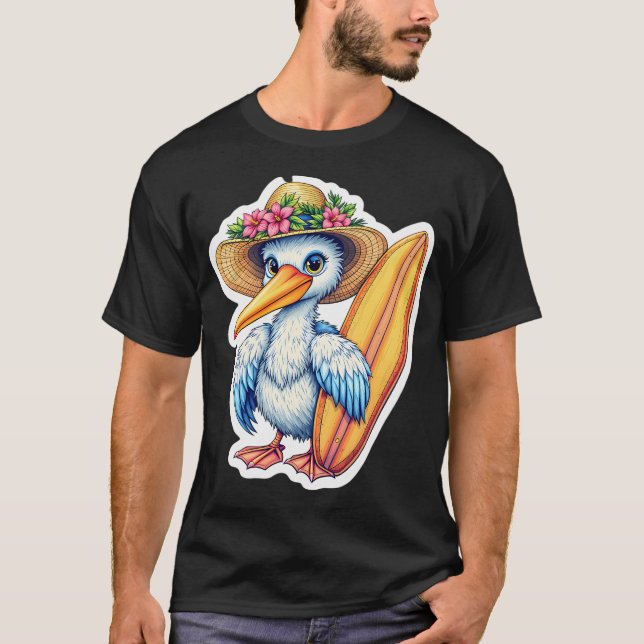 Camiseta pelícano surfista (Anverso)