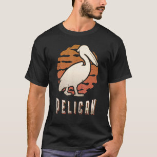 Camiseta Pelícano Vintage Retro Clásico Animal Atardecer