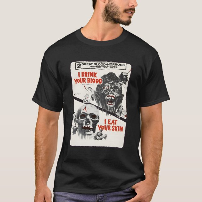 Camiseta Película de horror de Monstruo de Beber Sangre Hal (Anverso)