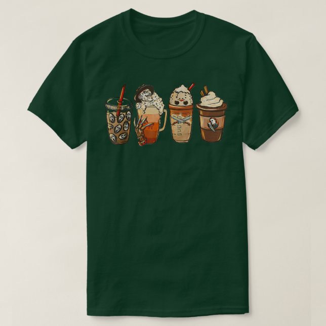Camiseta Película De Horror Y Café Halloween Spooky Season  (Diseño del anverso)