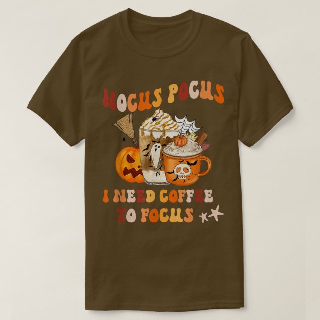 Camiseta Película De Horror Y Café Halloween Spooky Season  (Diseño del anverso)